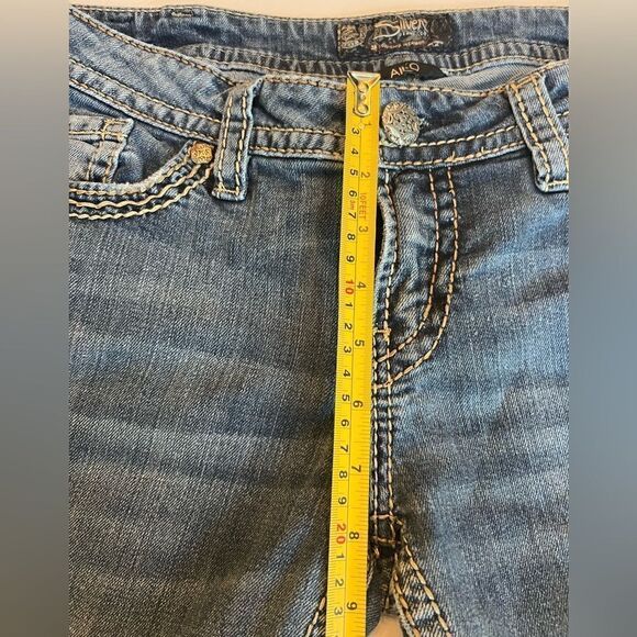 Silver Aiko Mid Boot Jeans Womens Sz 31 X 31 Embroidered Pockets Whiskered - Picture 5 of 12